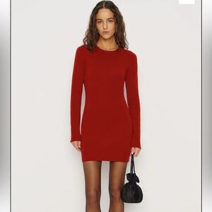 Reformation Walker Cashmere Crew Dress in Crimson size Small NWT